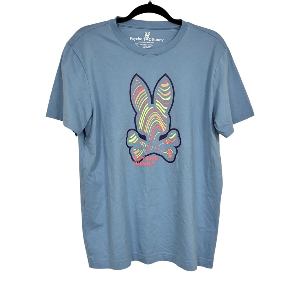 Psycho Bunny Blue Graphic Logo Tee Shirt Mens XS Short Sleeve Classic Casual